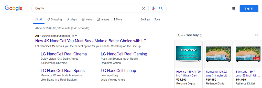 Example of google ads